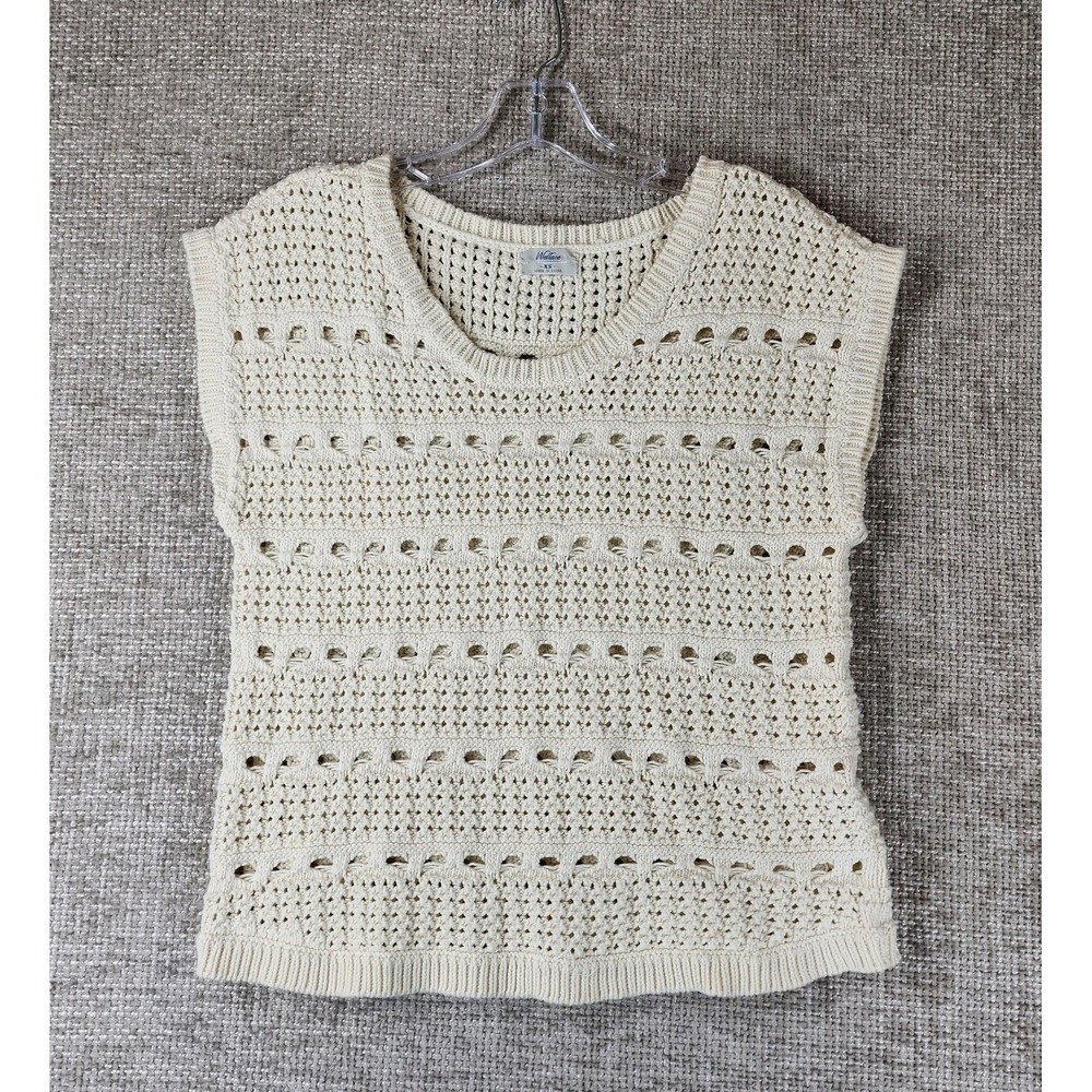Wallace Madewell Beautiful Crochet Knit Sweater Vest Womens XS Cream Oversized